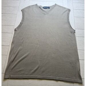 Nautica Men's Silk Cotton Blend Tan Beige‎ V Neck Sweater Vest. Sz L